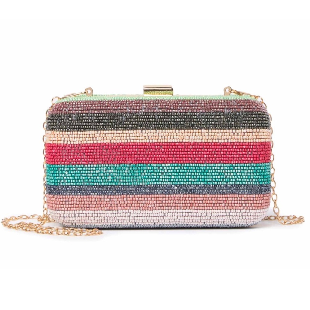 Gorgeous Beaded Stripe Clutch